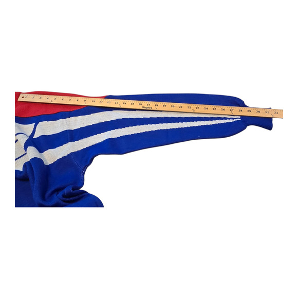 Profile Mens Vintage 80s Sweater Size Medium Red White Blue Colorblock Hong Kong - Picture 6 of 9